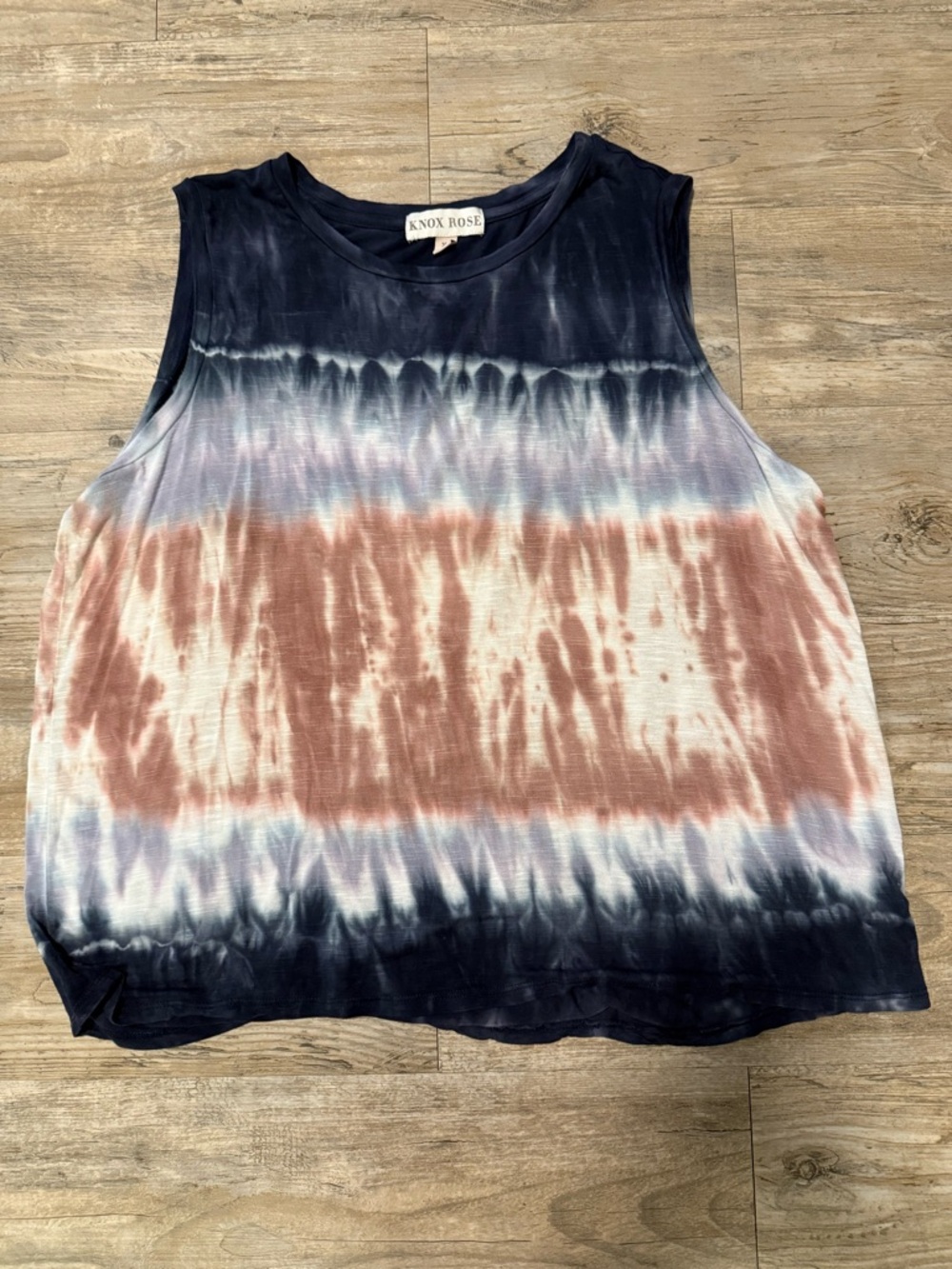 Knox Rose Navy, Rust & White Tie-Dye Sleeveless Tank